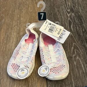 OshKosh B'gosh White and Pink Knit Sneakers sz 7